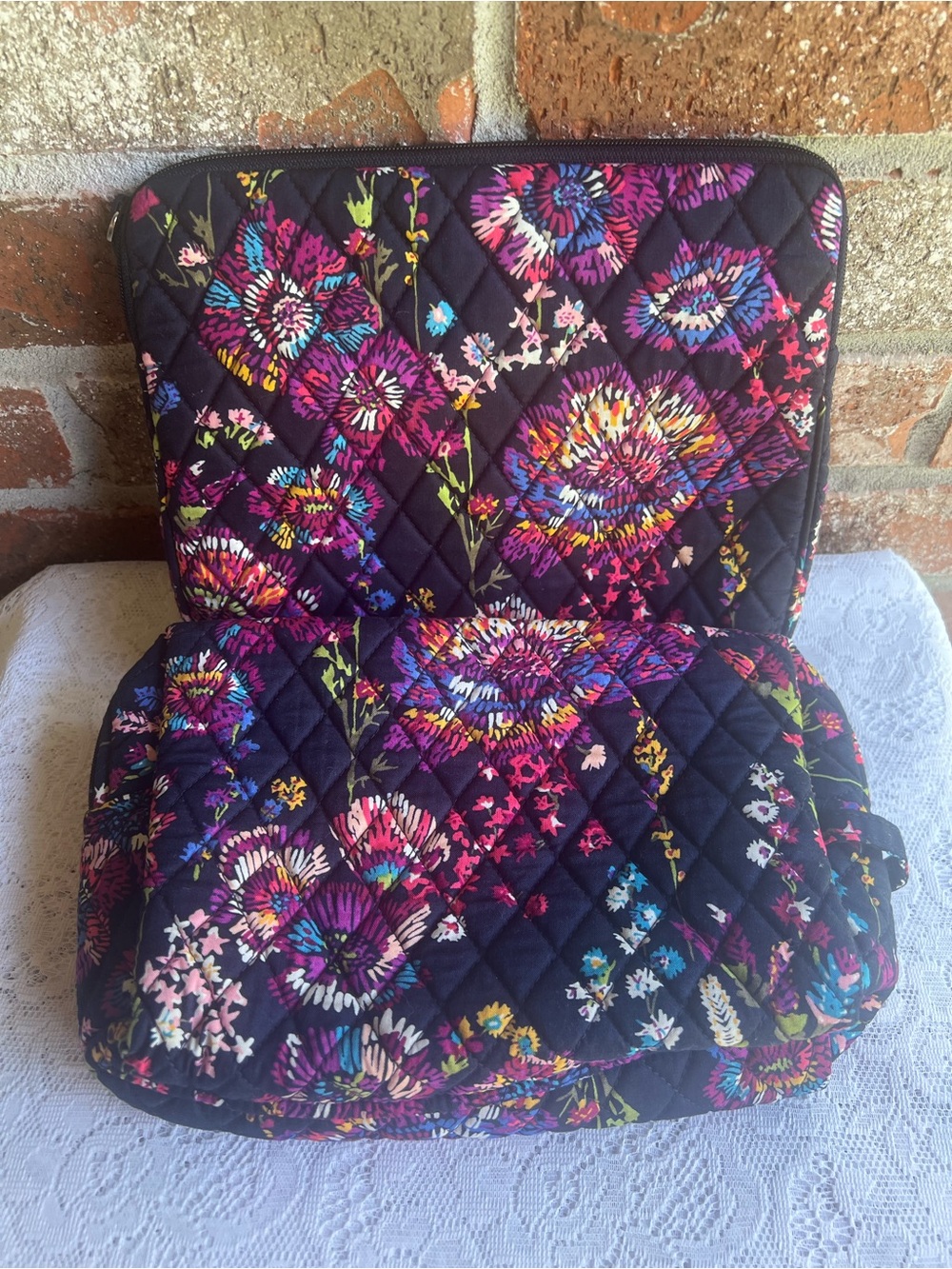 Vera Bradley Floral Quilted tablet Sleeve and cosmetic bag